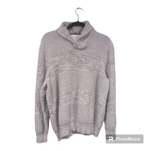 Sun + Stone Men's Foldover Collar Gray Knit Cotton Sweater Size XXL